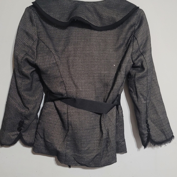 Maurices Blazer Size Small Black With Tattered Feminine Trim Grosgrain Ribbon - Picture 3 of 3